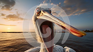 Surprised Pelican On Beach: A Photorealistic Cinema4d Render