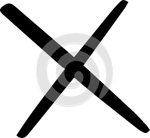 Large black cross intersecting lines making an x shape over a white background representing concepts such as cancel photo