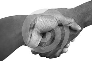 Large Black Handshake grayscale photo