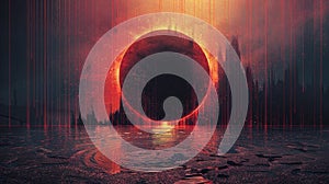 A large black hole in the middle of a dark sky, AI