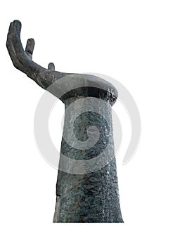 Large black statue hand symbol beg implore