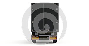 Large black truck with a semitrailer. Template for placing graphics. 3d rendering.