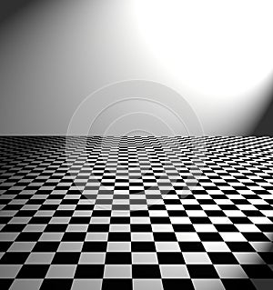 Large black and white checker floor