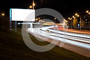 Large blank Billboard bilateral road night city