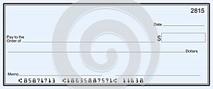 Large blank check - blue stripe background