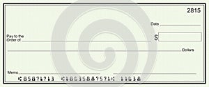 Large blank check - green security background