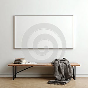 Blank Horizontal Frame Mockup in a Modern Minimalist Interior