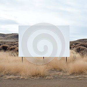 A large blank white billboard