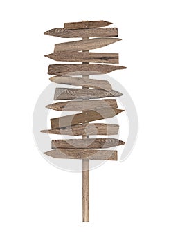 Large blank wooden directional beach sign on pole