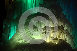 Large blocks of ice frozen waterfall or cavern background