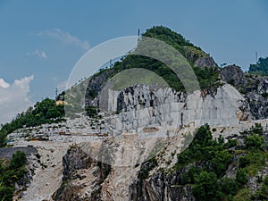 Large blocks of marble in one of the quarries near Carrara, Italy