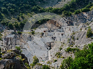 Large blocks of marble in one of the quarries near Carrara, Italy