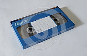 Large blue digital betacam video cassette front side