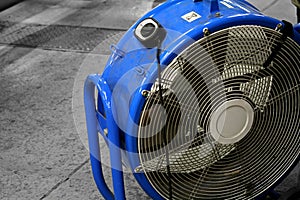 Large blue industrial sized fan
