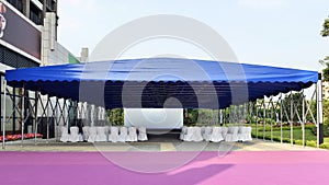 Large blue party tent