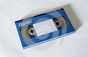 Large blue digital betacam video cassette front side