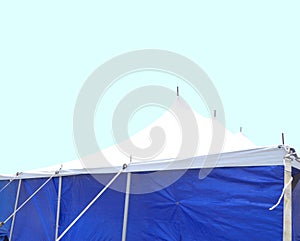 Large blue and white entertainment tent