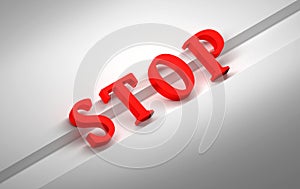 Large bold red word STOP on white background