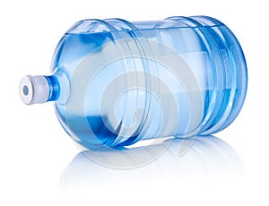 Large bottle of water lies on one side isolated