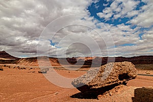 The large boulder in Vermillion cliffs, AZ broken down