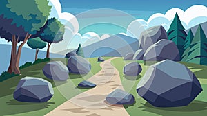 Large boulders are p along the trail for stepping exercises providing a lower body workout while enjoying the scenery