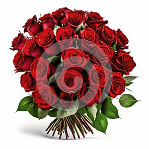 large bouquet of red roses a lot on a white background.