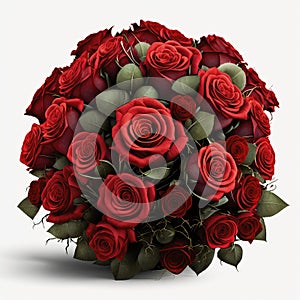 large bouquet of red roses a lot on a white background.