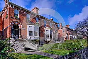 Large brick semi-detached houses