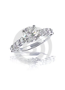 Large brilliant cut modern diamond engagement wedding ring photo