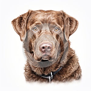 Detailed Charcoal Drawing Of A Chocolate Retriever On White Background photo