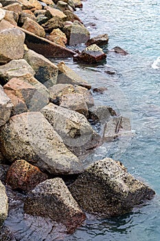 Large brown rocks in the sea