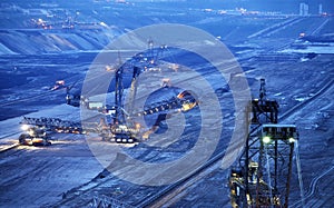 A large bucket wheel excavator in a lignite quarry, Germany