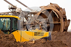 A large bucket wheel excavator in a lignite quarry, Germany