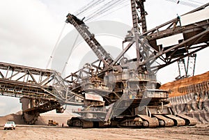 A large bucket wheel excavator in a lignite quarry, Germany