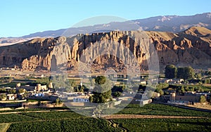 Large Buddha niche in Bamiyan, Afghanistan photo