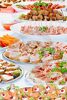 Large buffet with a wonderful selection of dishes photo