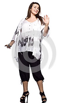 Large build caucasian woman spring summer fashion