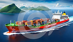 a large bulk carrier delivers cargo, transport and logistics flows and the delivery of large cargo by sea,