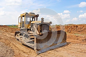 Large bulldozer at work at a construction site