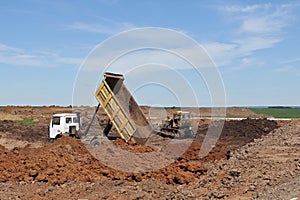Large bulldozer at work at a construction site