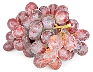 A large bunch of red large grapes on a white background