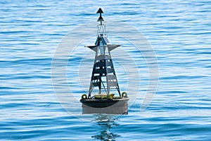 Large buoy marker in the sea