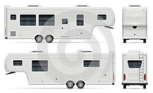 Large camping trailer vector illustration view from side, front, back photo