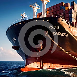 Large cargo container ship, naval logistics shipping transport infrastructure for movement of goods