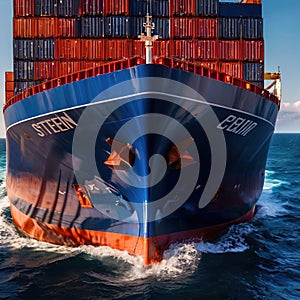 Large cargo container ship, naval logistics shipping transport infrastructure for movement of goods