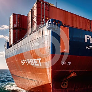 Large cargo container ship, naval logistics shipping transport infrastructure for movement of goods