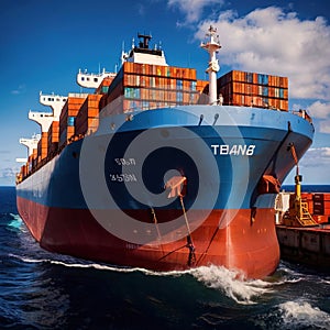 Large cargo container ship, naval logistics shipping transport infrastructure for movement of goods