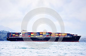 Large cargo ship carrying shipping containers