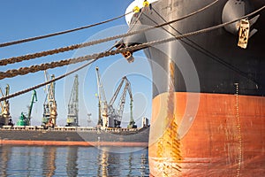 Large cargo ship in a dock at port