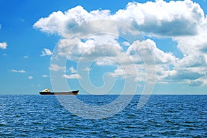 A large cargo ship at sea